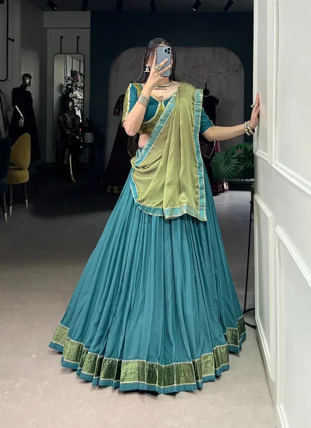 LNB1608 Pure Rayon Zari Weaving Work Lehenga With Blouse Dupatta Wholesalers In Delhi